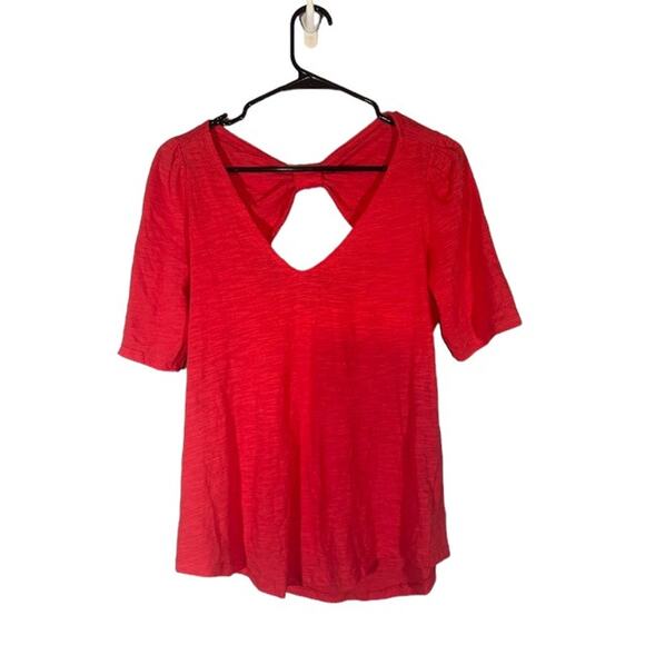 Meadow Rue Vibrant Pink Cut Out Bow Style Back Short Sleeve Blouse Women Sz S - Picture 1 of 8